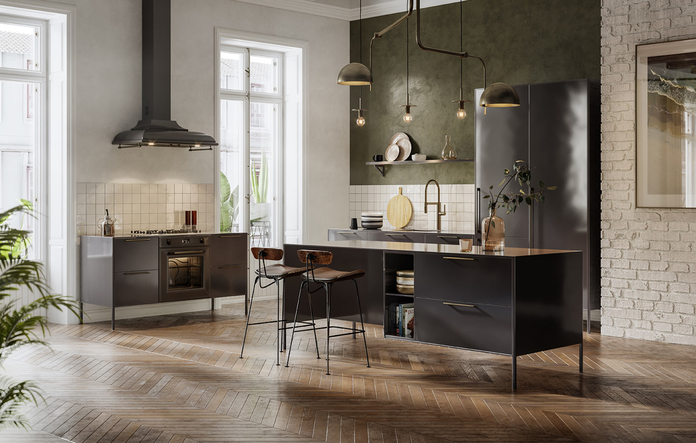 Parkett, Laminat oder Designboden - der richtige Bodenbelag für die Küche moderne und auch rustikale Küche mit Holzboden